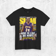 the front cover of slam magazine on a black t - shirt with an image of lebron