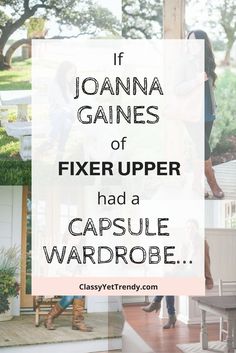 What if Joanna Gaines of the HGTV show Fixer Upper uses a capsule wardrobe? Her outfits consist mainly of essentials and her style is casual. She wears clothes such as a tee, utility jacket, jeans, skirts, boots, etc. Also, shop a few of her outfits... Joanna Gaines Outfits, Joanna Gaines Style Clothes, Magnolia Journal, Classy Yet Trendy, Her Outfits, Fashion Capsule Wardrobe, Travel Capsule, Travel Capsule Wardrobe