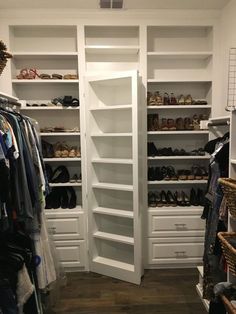 the closet is full of shoes and other items