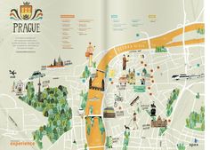 an illustrated map of prague shows the streets and attractions