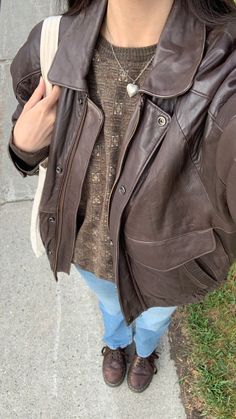 Autumn Fits, All Jeans, Leather Jacket Outfits, Brown Leather Jacket, Mode Inspo, Autumn Outfit, Outfit Inspo Fall, Inspiration Mode