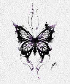 a black and white drawing of a butterfly