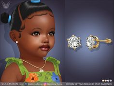 The Sims Resource - Crown Setting Diamond Stud Earrings For Toddlers Free Sims 4 Cc Jewelry, Sims 4 Cc Makeup Urban, Sims 4 Cc Jewelry Earrings, Urban Jewelry Sims 4 Cc, Sims 4 Cc Infant Accessories, Sims 4 Infant Accessories, Ts4 Urban Cc, Jewelry Cc Sims 4, Sims Jewelry Cc