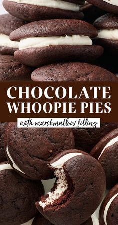 chocolate whoopie pies with marshmallow filling are the perfect dessert for any occasion