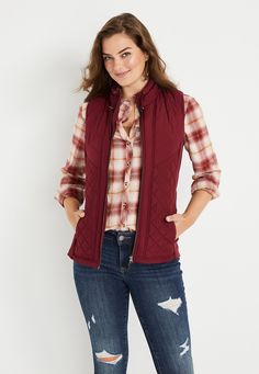 Zip Up Vest, Front Zipper, Photo Ideas, Zip Ups, Cute Outfits, Zipper, Red, How To Wear