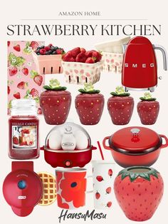 the strawberry kitchen is on display in this advert for home appliances and decor items