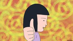 a cartoon character giving the thumbs up sign