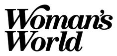 the woman's world logo is shown in black and white, with an image of a