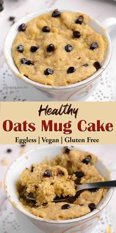 healthy oats mug cake in a white bowl