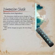 Dimension Chalk: A magic item to travel quicly between planes of existence [OC-Art] : UnearthedArcana Cool Dnd Items, Dnd Magic Items, Enchanted Items, Planes Of Existence, Dnd Bard, Dungeons And Dragons 5e