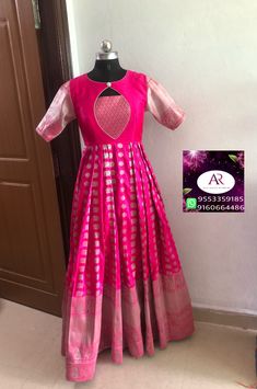 Kalamkari Dresses, Designer Anarkali Dresses, Long Frock Designs, Sari Dress, Frock Dress