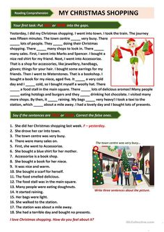 the christmas shopping activity is shown in this printable page for kids to learn how to read