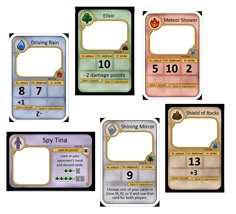 four different game cards with numbers and symbols for each card in the same set as shown