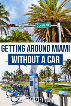 an electric car charging station with the words getting around miami without a car