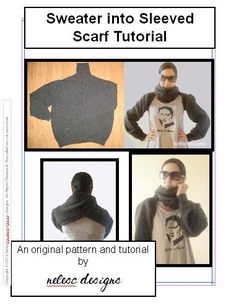 the instructions for how to sew a sweater into a hoodie with an attached scarf