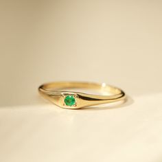 Little Signet Ring with Emerald | 14k Yellow Gold | Catbird Signet Ring Emerald, Emerald Pinky Ring, Emerald And Diamond Wedding Band, Catbird Ring, Pinky Ring For Women, Emerald Signet Ring, Signet Engagement Rings, Pinky Rings For Women, Graduation Ring