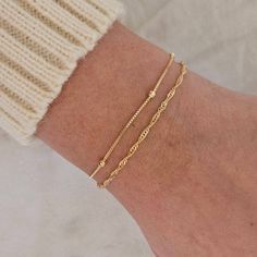 SALE Set of 2 Everyday Layering Bracelets Duo Gold Chain - Etsy Dainty Gold Bracelet Classy, Dainty Gold Bracelets, Cute Gold Bracelets Simple, Delicate Gold Bracelet, Bridesmaid Bracelet Gift, Layering Bracelets, Gold Bracelets Stacked, Dainty Gold Bracelet, Gold Bracelet Set