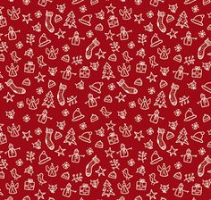 a red background with white christmas symbols and snowflakes on it's surface