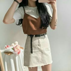 Casual Cottagecore, Outfit Ideas Korean, Rok Outfit, Icon Fashion, Skirts Casual, Academia Fashion, Cottagecore Fashion