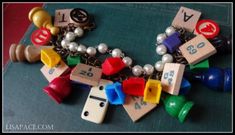 a necklace made out of wooden blocks and magnets