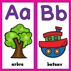 two posters with the words abc and b in front of them, one has an image of