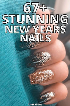 New Years Nails Sparkle Nail Designs, Nails New Years, New Years Nail, New Years Nail Art