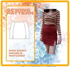 the sewing pattern for this mini skirt is easy to sew and has an attached side slit