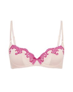 Molly is a sophisticated, timeless AP classic. Pale pink bra Sumptuous silk satin Padded cups Hand-cut French lace lays atop of cups Adjustable straps with 24 carat gold-plated sliders Fastens at centre back with classic hook and eye clasp Matching pink satin bow sits between cups Match Molly with the rest of her elegant collection How To Have Style, Shop Tattoo, Bridal Nightwear, Oki Doki, Cute Bras, Pretty Lingerie, Mode Inspo, Bridal Lingerie, Black Bra