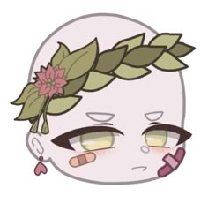 a drawing of a girl with flowers in her hair and leaves on top of her head