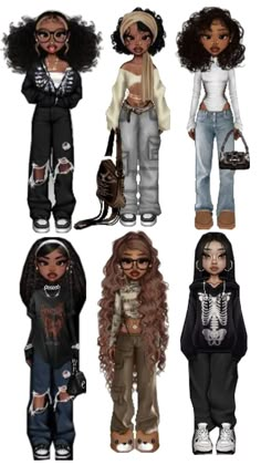 Black Family Cartoon, Black Woman Artwork, Bratz Inspired Outfits, Fashion Gal, Latina Fashion Outfits, Fasion Outfits, Quick Braided Hairstyles, Trendy Outfits For Teens