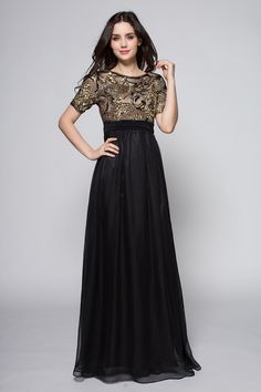 Shop affordable black gold sequined short sleeve chiffon formal dress online. Free Shipping and Custom-made. Pro since 2009. Fitted Long Chiffon Evening Dress, Party Evening Dress With Sheer Bodice And Short Sleeves, Fitted Chiffon Maxi Dress For Banquet, Fitted Chiffon Party Dress With Sheer Sleeves, Fitted Maxi Length Chiffon Prom Dress, Fitted Chiffon Dress With Sheer Sleeves For Party, Fitted Sheer Chiffon Dress For Banquets, Fitted Chiffon Maxi Dress For Prom, Short Sleeve Chiffon Maxi Dress For Banquet