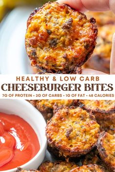 healthy and low carb cheeseburger bites with ketchup