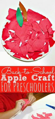 an apple craft for preschoolers to make with paper plates and crepe paper