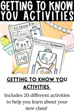 an activity book with the title getting to know you activities