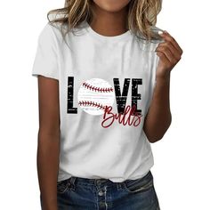 Tops for Women Loose Fit Women Fashion T Shirt Baseball Print Short Sleeve Summer Casual Tunic Top Size: 2XL.  Color: Red. Shirts With Jeans, Tops Women Fashion, Tshirts For Women, Weekend Work, Baseball Print, Womens Summer Shorts, Jeans And Booties, Watermelon Red, Tunic Tops Casual