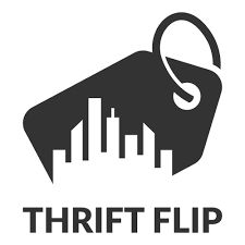 the logo for thrift flip, an electronic device that is connected to a phone