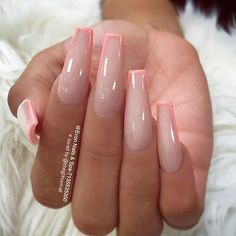 TheGlitterNail 🎀 Get inspired! on Instagram: “✨✨✨ Nude with Salmon Pink Tips on long Coffin Nails 👌 • 💅 Nail Artist: @evon_nails_spa 💝 Follow them for more gorgeous nail art designs! •” French Pedicure, Long Nail Designs, Cute Acrylic Nail Designs, Long Acrylic Nails Coffin, Coffin Nails Long, Summer Acrylic Nails, Pink Nail, Pink Acrylic Nails, Coffin Nails Designs