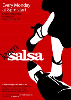 the poster for learn salsa at 8pm start on friday, march 21st and saturday 31st