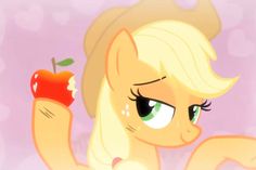 a pony with an apple in its hand