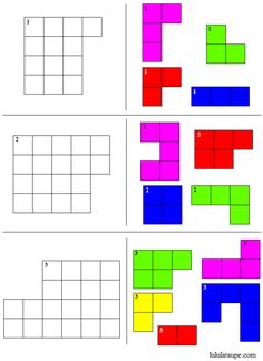 four different colored squares are shown in this worksheet to help students learn how to make