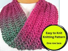 a knitted scarf with the words easy to knit knitting pattern