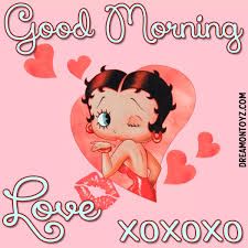 an image of a woman hugging her face with hearts in the background that says good morning