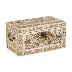 an intricately decorated box with animals on it