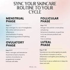 Menstrual Phase Skin Care, Cycle Sync Skincare, Skincare Menstrual Cycle, Ovulatory Phase Skin Care, Luteal Phase Skin Care, Cycle Syncing Skin Care, Period Cycling, Cycle Symptoms, Cycle Synching