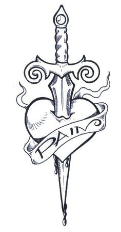 a dagger and heart tattoo design