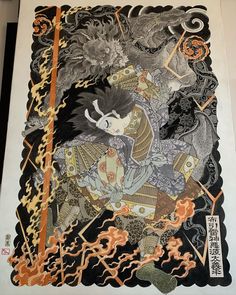 Horitsugu 彫胤 on Instagram: “Managed to finish “布引雷神悪源太義平” “Raijin-Akugenta-Yoshihira” before getting back to work from Melbourne 2.0 lockdown. Water colour on…” Tattoo Posters, Keeping Busy, Japanese Dragon Tattoos, Japanese Watercolor, Japanese Art Prints, Japanese Sleeve Tattoos