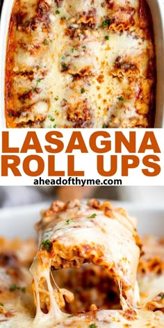 lasagna roll ups in a casserole dish