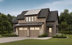 a two story house with an attached garage