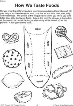 an image of how we taste foods worksheet with instructions for making the food