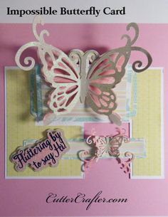 a close up of a card with butterflies on it and the words impossible butterfly card